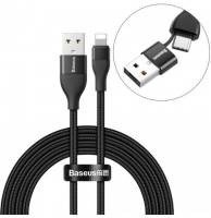 Кабель Baseus Lightning to Dual Output 2-in-1 USB-C/USB-A Black