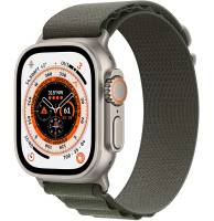 Apple Watch Ultra GPS + Cellular 49mm Titanium Case with Green Alpine Loop - Large