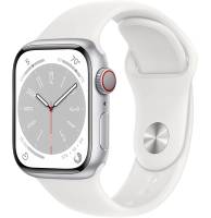 Apple Watch Series 8 GPS + Cellular 41mm Silver Aluminum Case with White S. Band