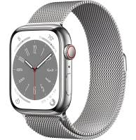 Apple Watch Series 8 GPS + Cellular 45mm Silver S. Steel Case  w. Milanese Loop Silver