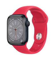 Apple Watch Series 8 GPS 41mm Midnight Aluminum Case w. (PRODUCT)RED Sport Band S/M
