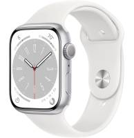 Apple Watch Series 8 GPS 45mm Silver Aluminum Case with White S. Band - M/L