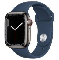 Apple Watch Series 7 GPS + Cellular 41mm Graphite S. Steel Case w. Abyss Blue S. Band (MKHJ3, MKJ13)