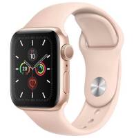 Apple Watch SE GPS 44mm Gold Aluminum Case w. Pink Sand Sport B. (MYDR2)